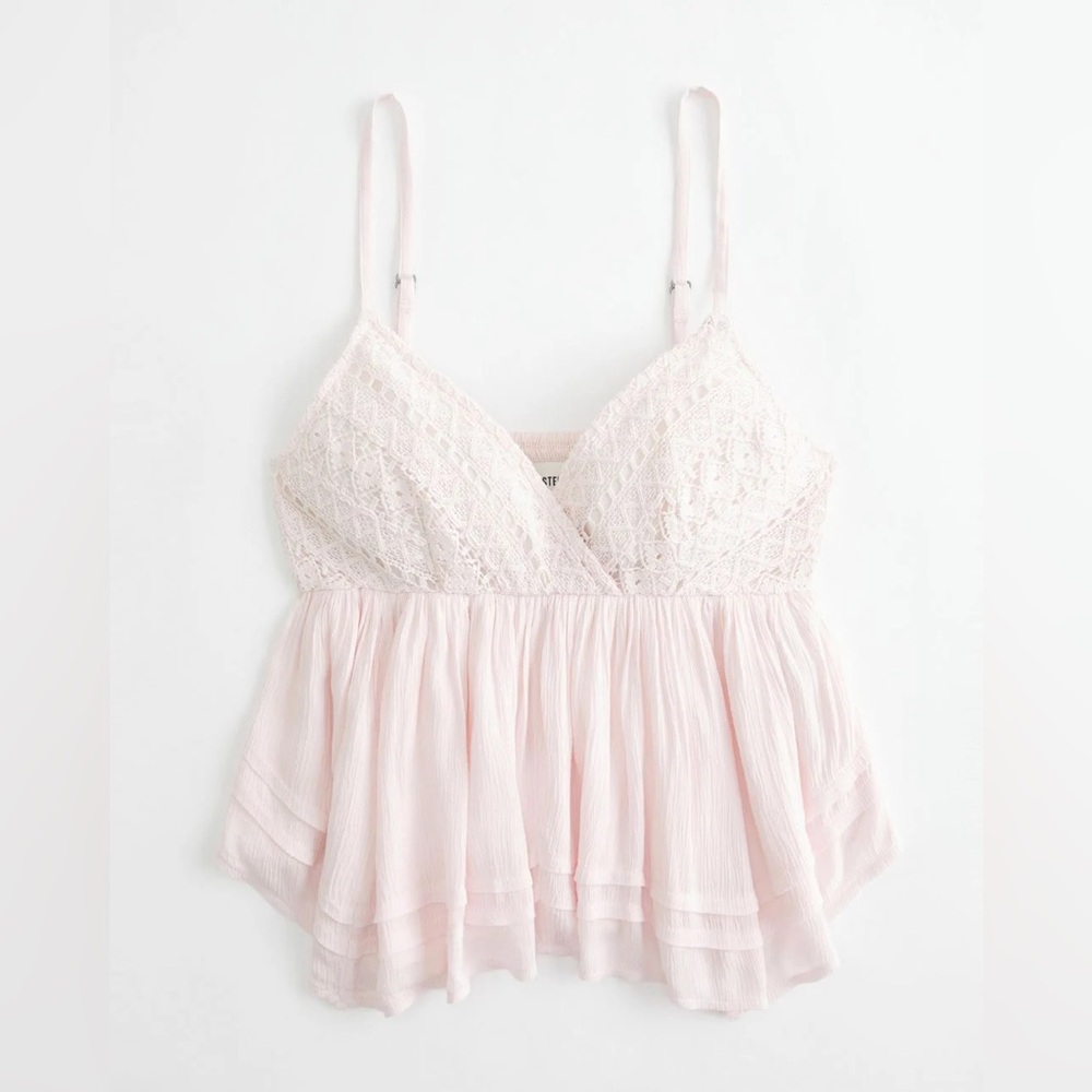 Hollister - Baby Pink Lace Babydoll Top